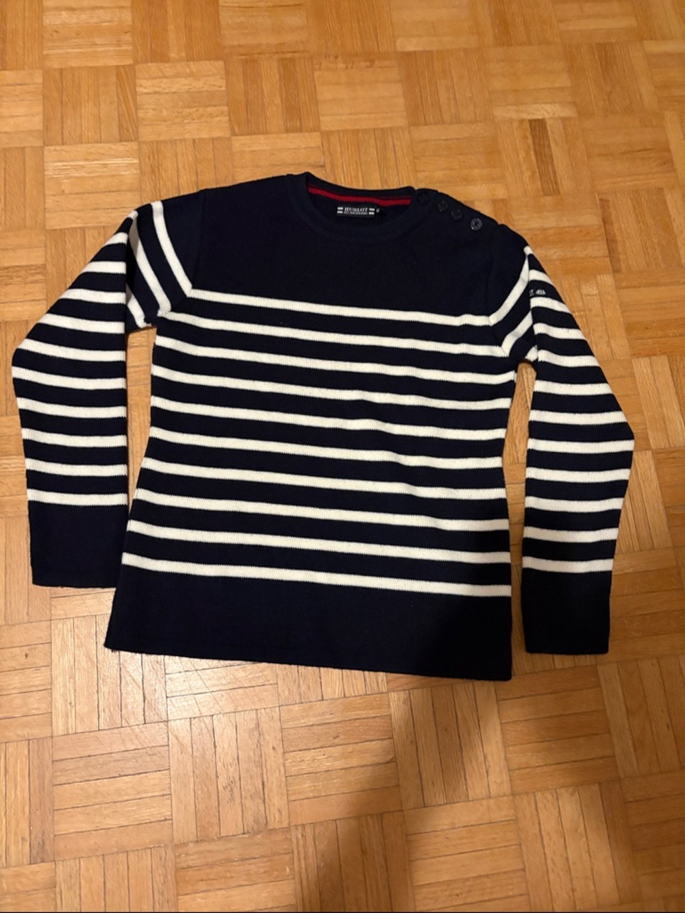Hublot Navy & White Striped Crewneck Sweater